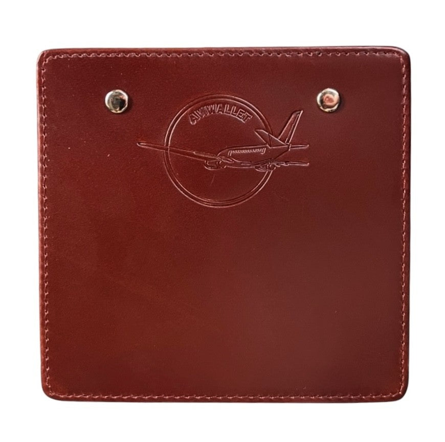 Premium stitching on AviWallet leather pilot clipboard