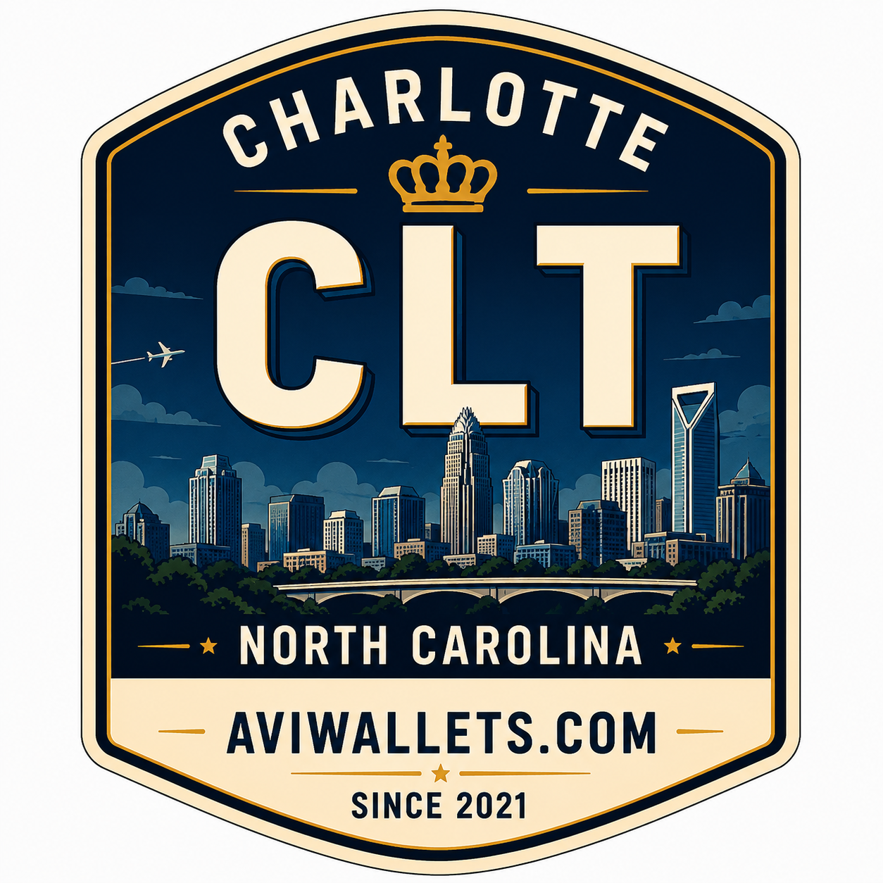 CLT Airport Code Sticker representing Charlotte International Airport by AviWallet
