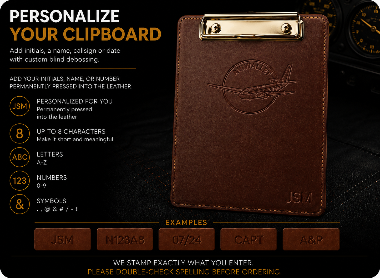 Leather Pilot Clipboard