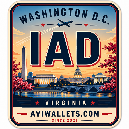 IAD Airport Code Sticker representing Washington Dulles International Airport by AviWallet