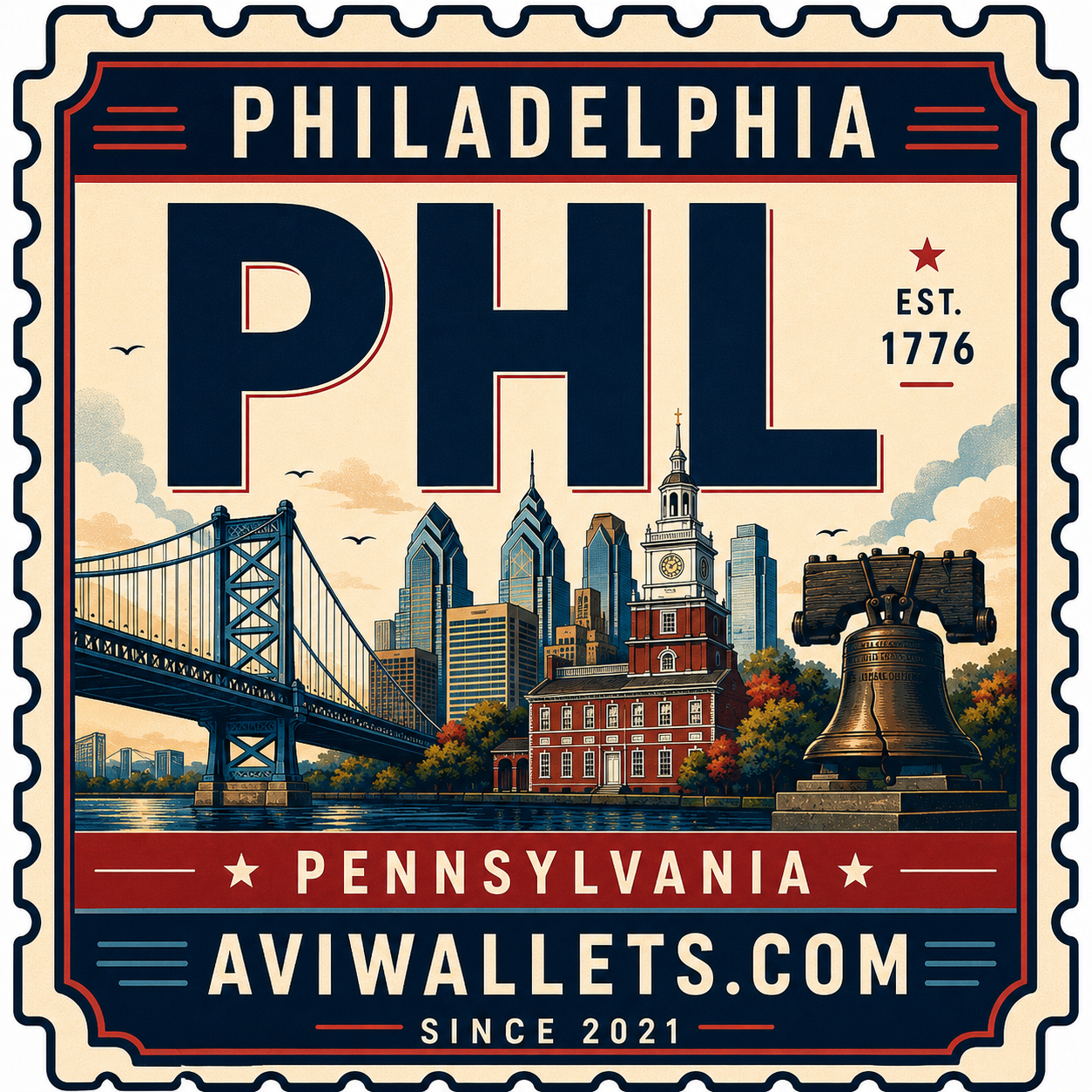 PHL airport code vinyl sticker Philadelphia, Pennsylvania by AviWallet 